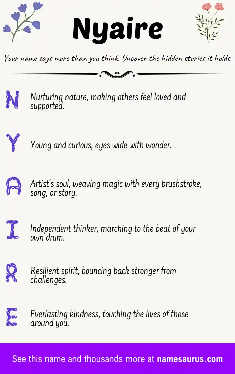 Acrostic poem about Nyaire.
