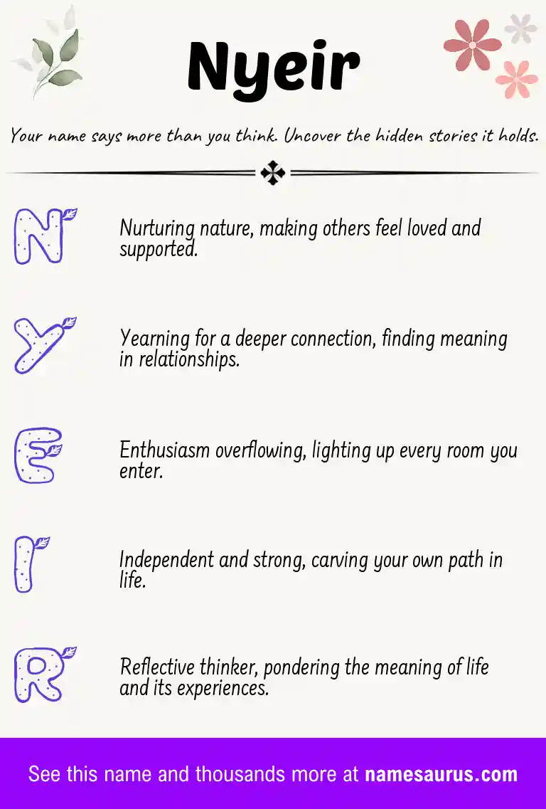 Acrostic poem about Nyeir.