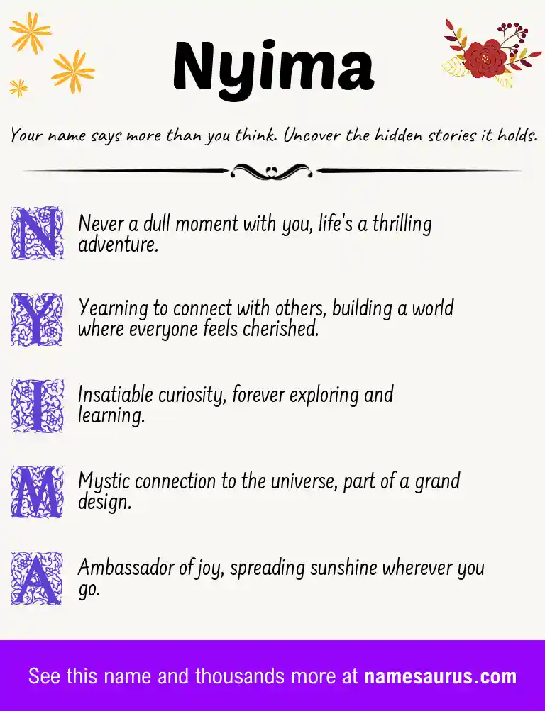 Acrostic poem about Nyima.
