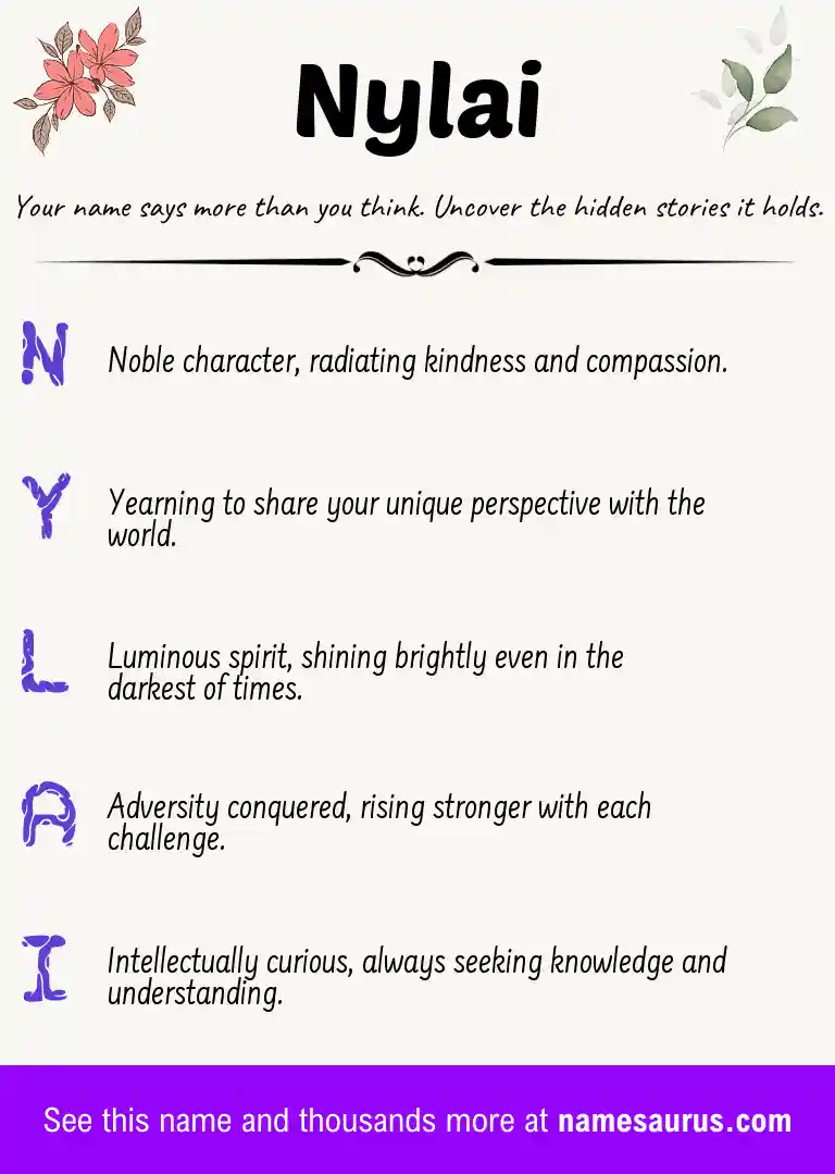 Acrostic poem about Nylai.
