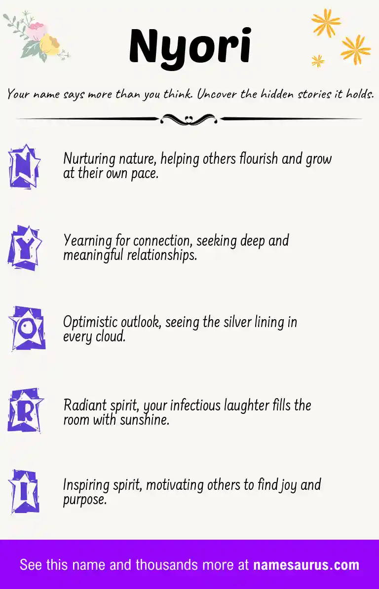 Acrostic poem about Nyori.