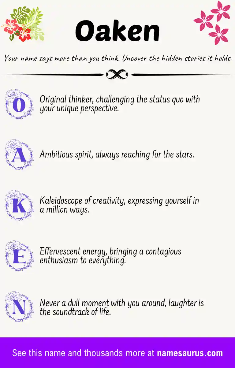 Acrostic poem about Oaken.