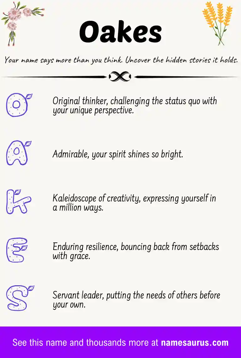 Acrostic poem about Oakes.