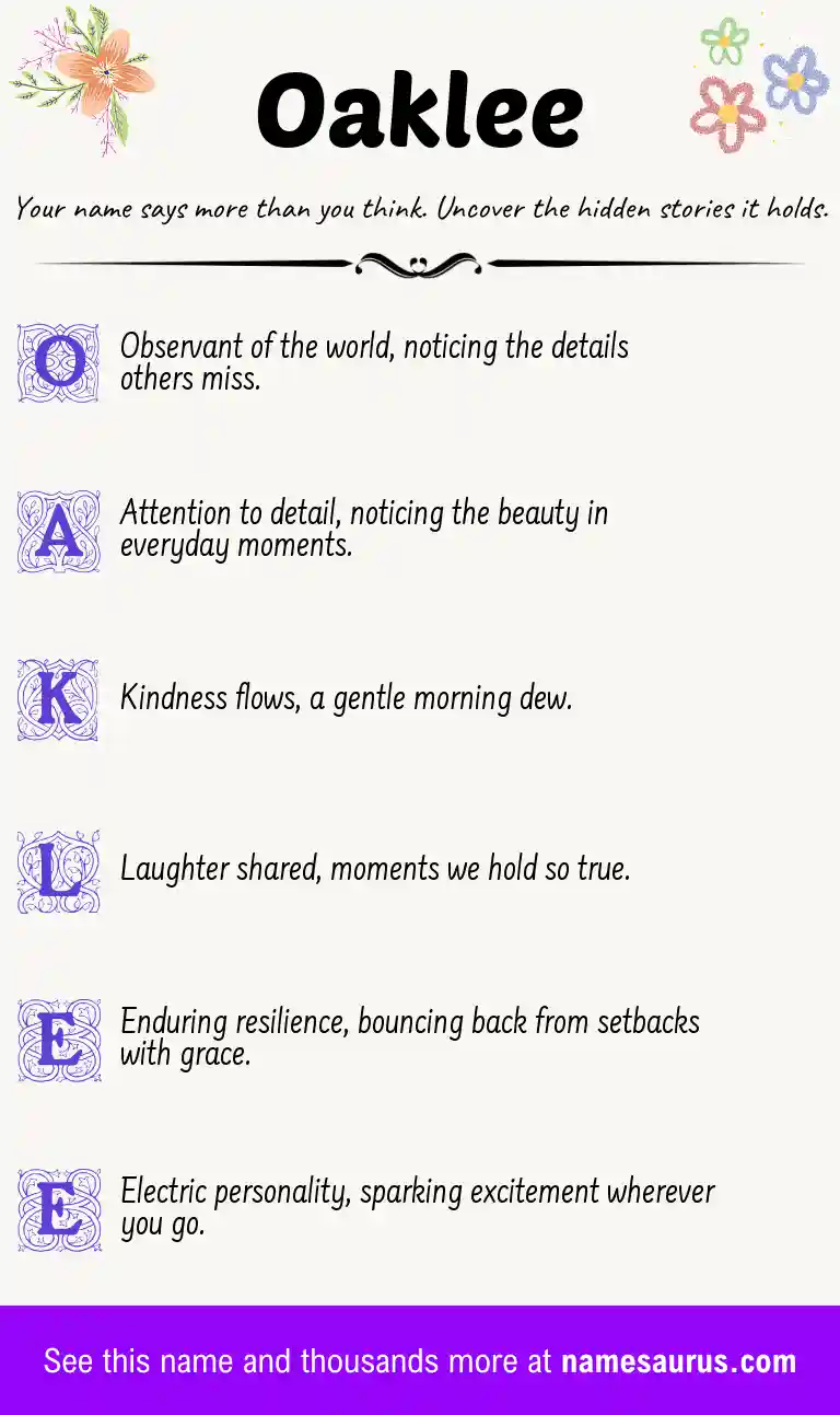 Acrostic poem about Oaklee.