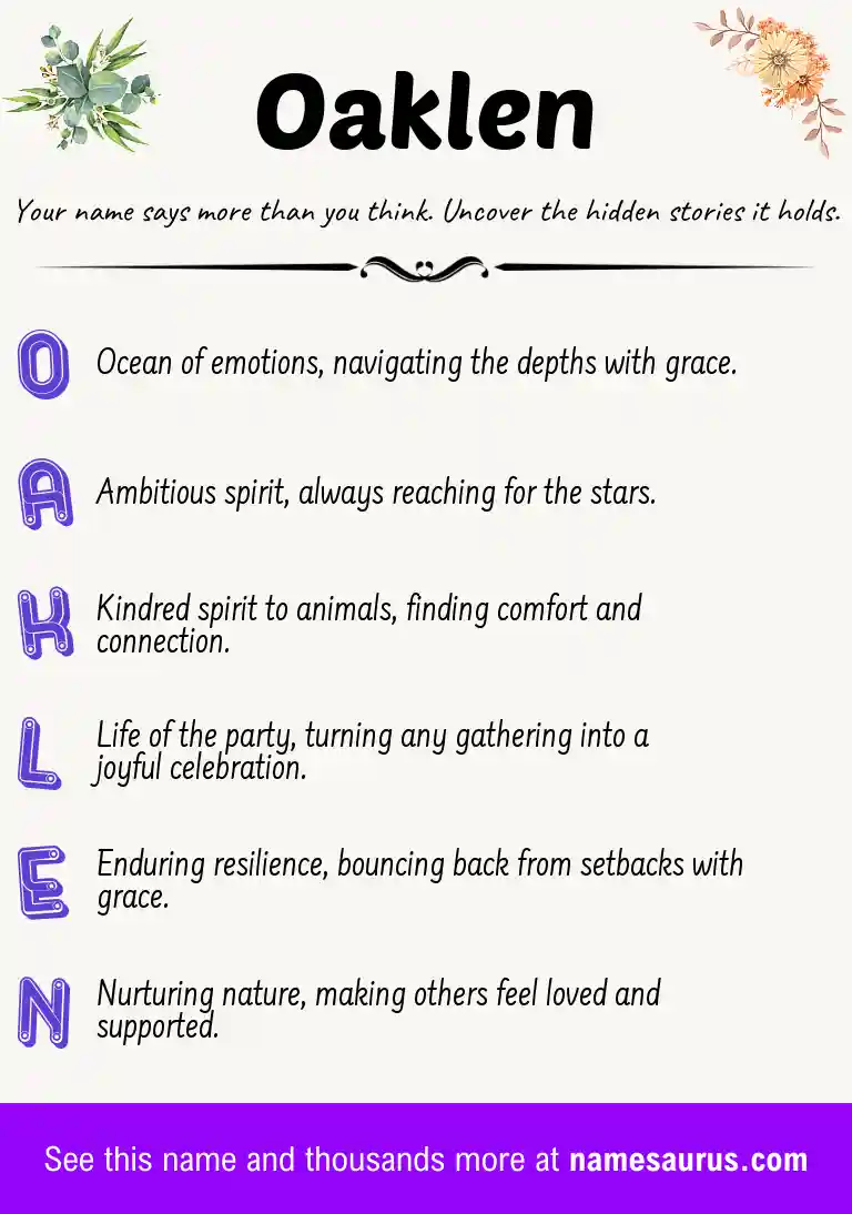 Acrostic poem about Oaklen.