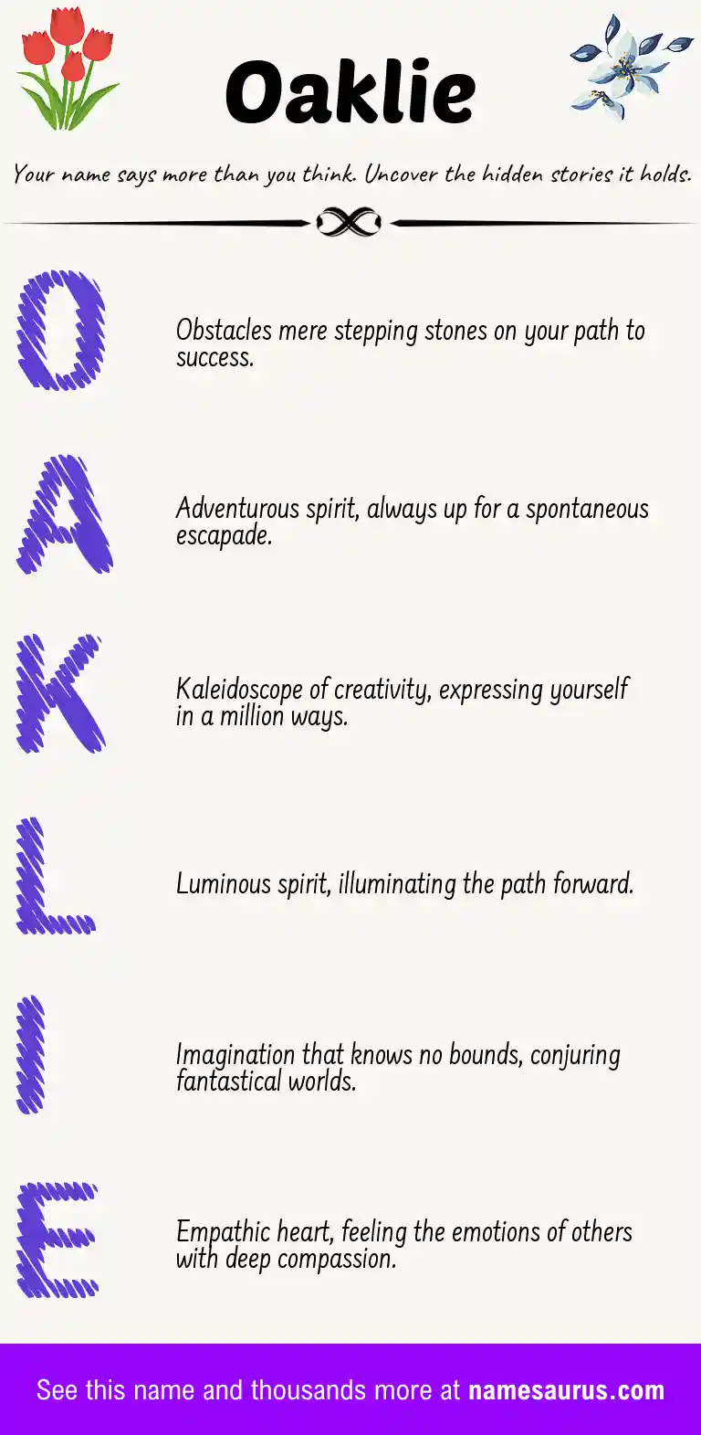 Acrostic poem about Oaklie.