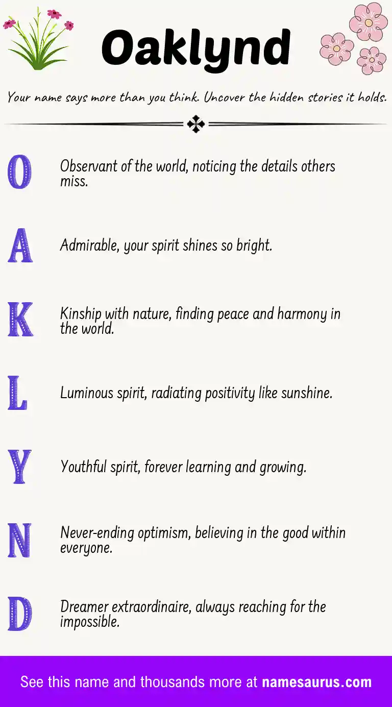 Acrostic poem about Oaklynd.