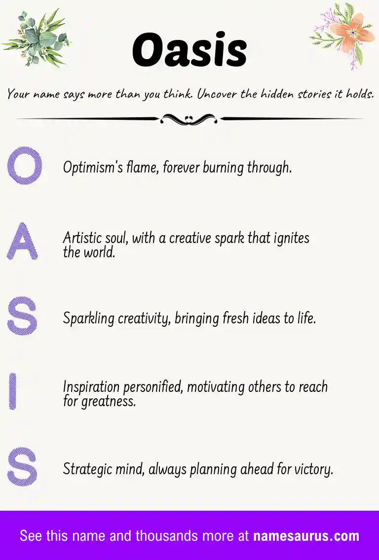 Acrostic poem about Oasis.