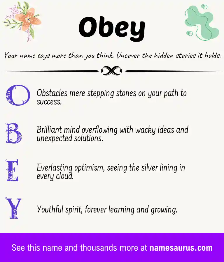 Acrostic poem about Obey.