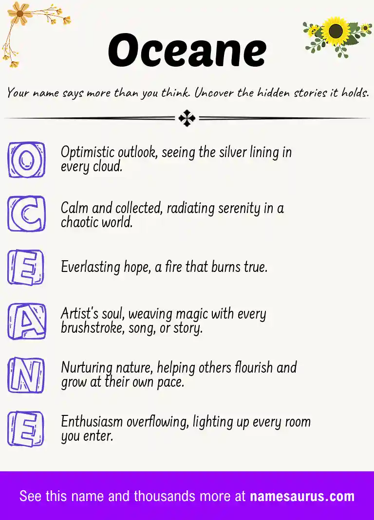 Acrostic poem about Oceane.