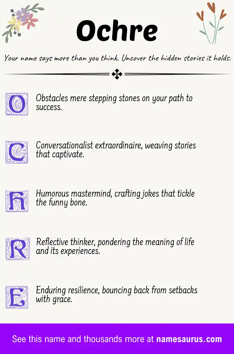 Acrostic poem about Ochre.