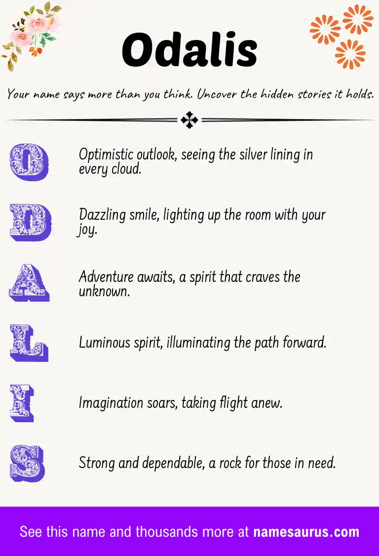 Acrostic poem about Odalis.