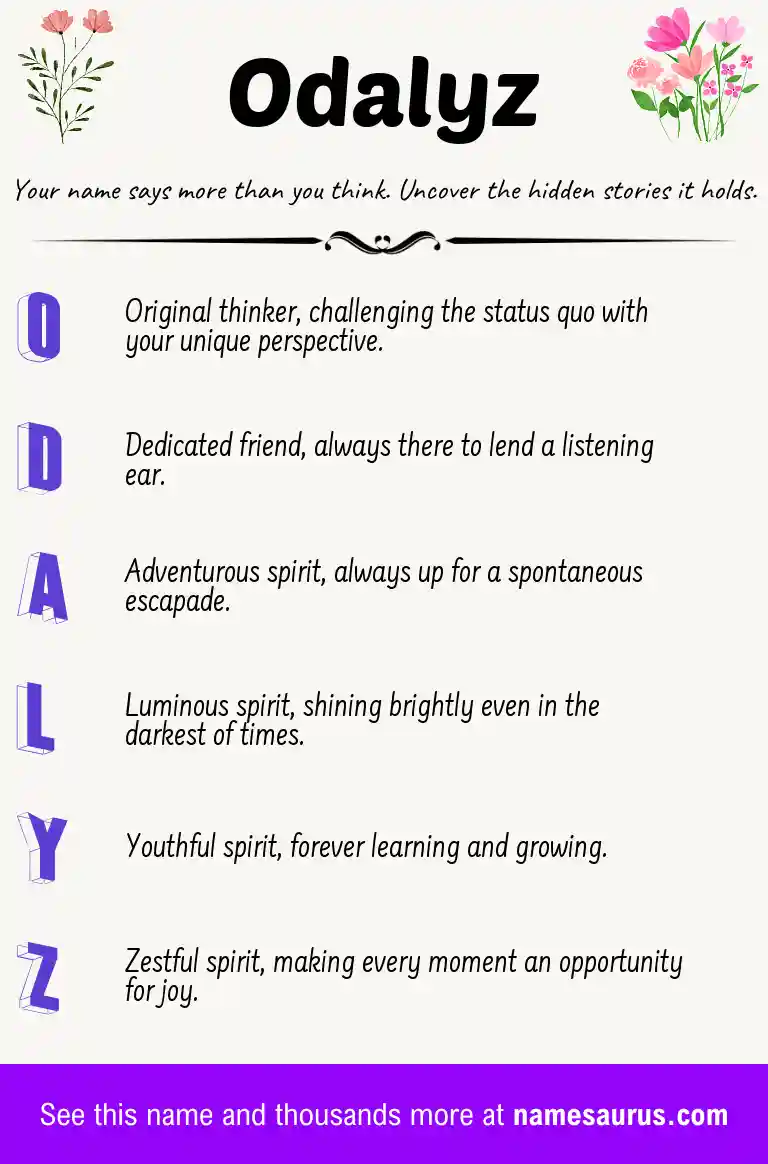 Acrostic poem about Odalyz.
