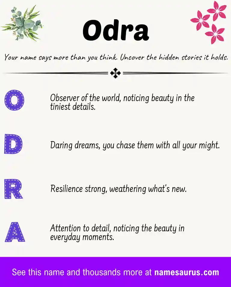 Acrostic poem about Odra.