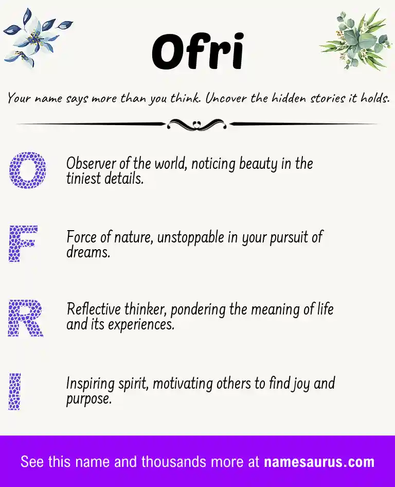 Acrostic poem about Ofri.