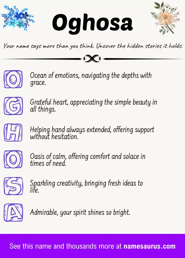 Acrostic poem about Oghosa.