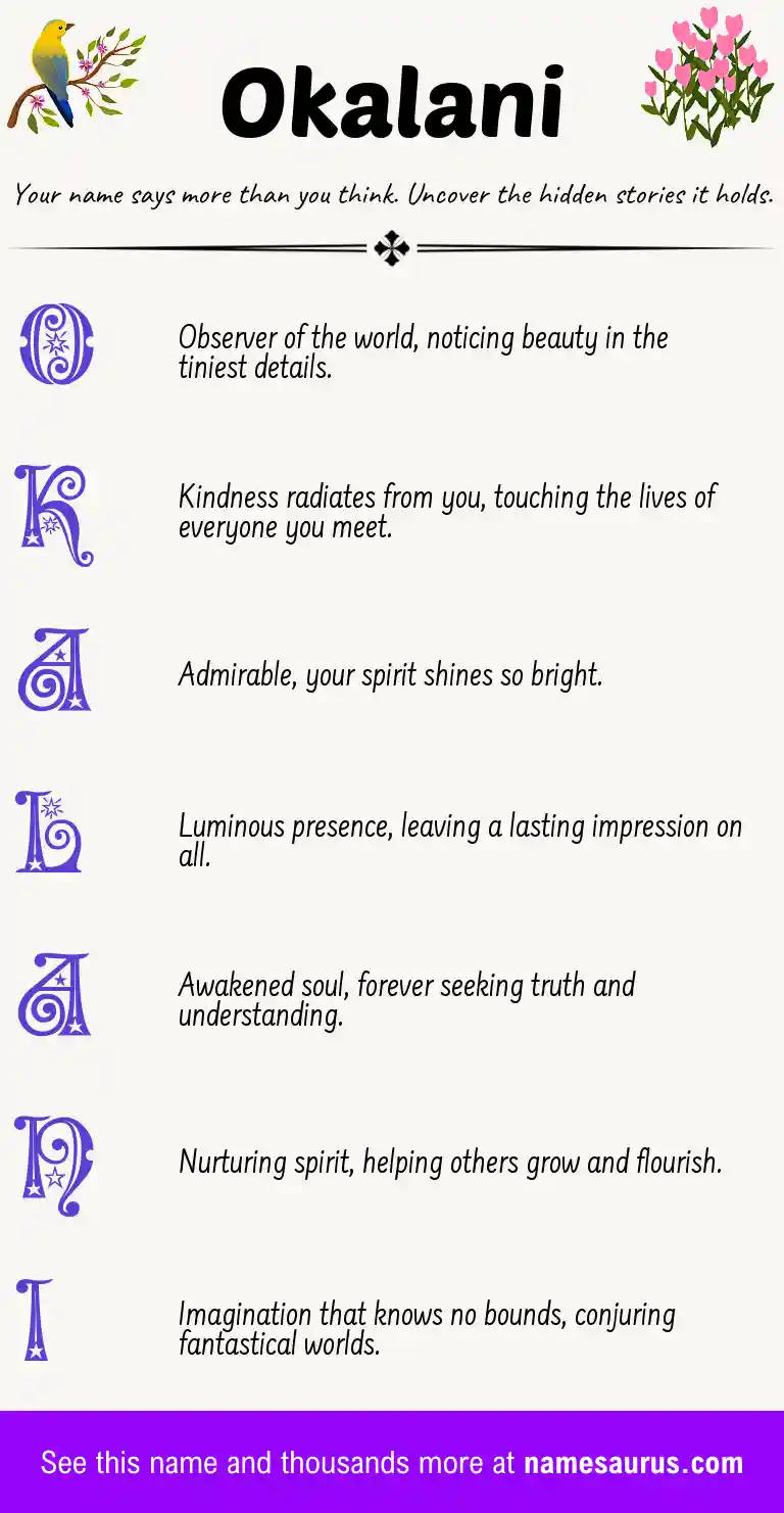 Acrostic poem about Okalani.