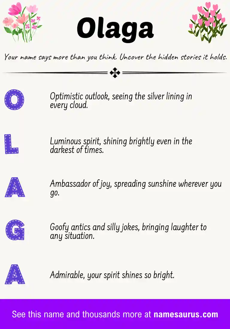 Acrostic poem about Olaga.