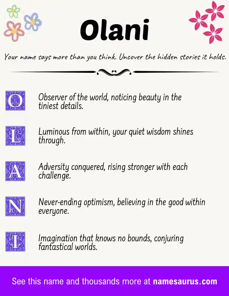 Acrostic poem about Olani.