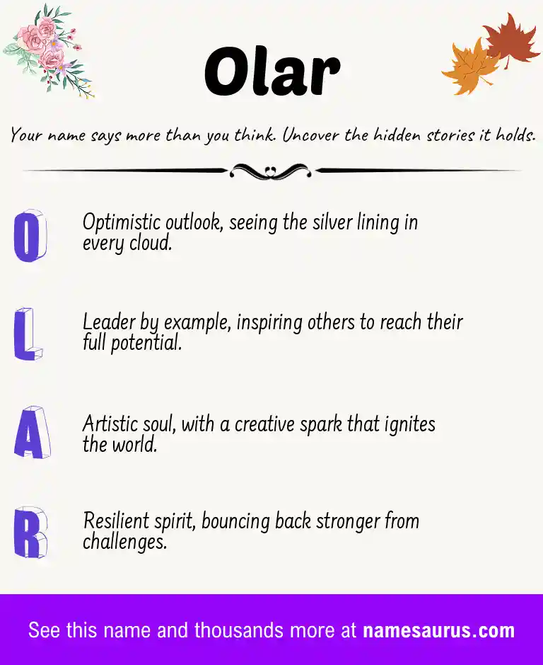Acrostic poem about Olar.