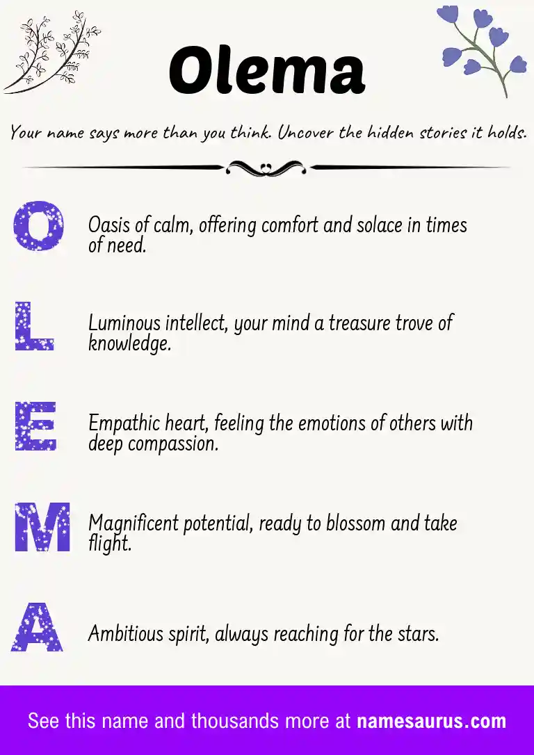 Acrostic poem about Olema.