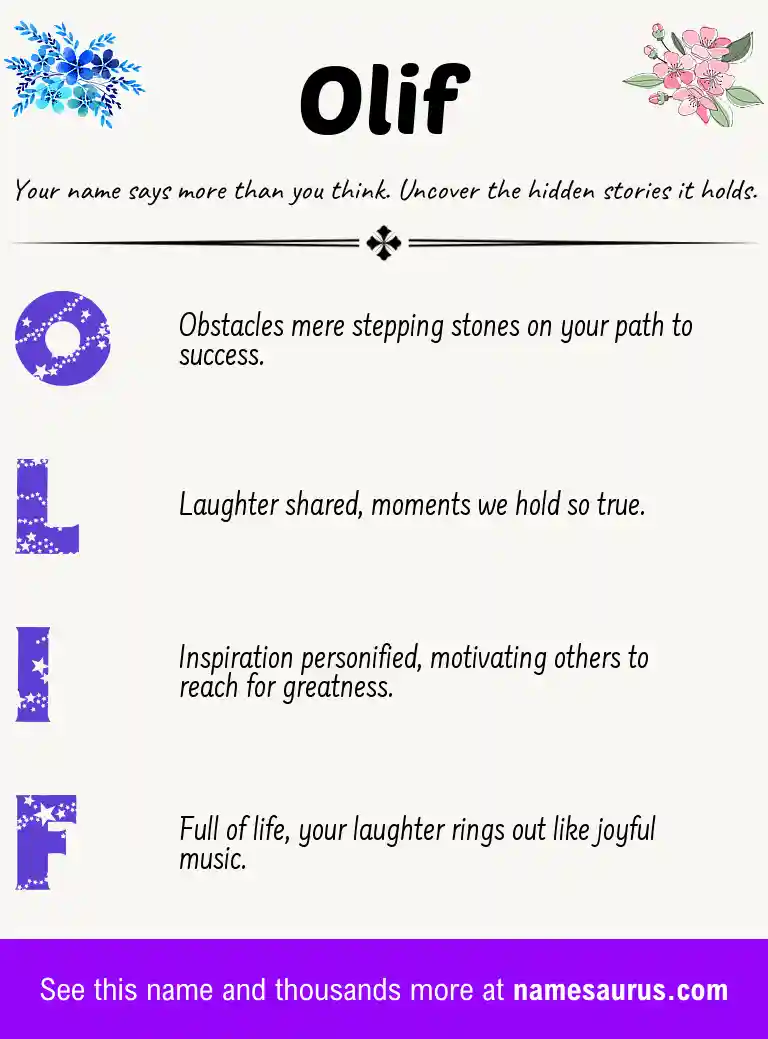 Acrostic poem about Olif.