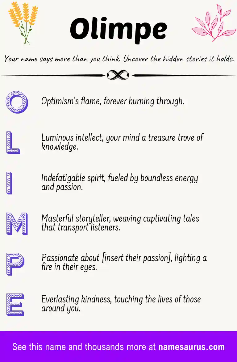 Acrostic poem about Olimpe.