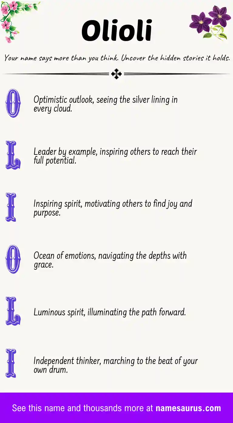 Acrostic poem about Olioli.