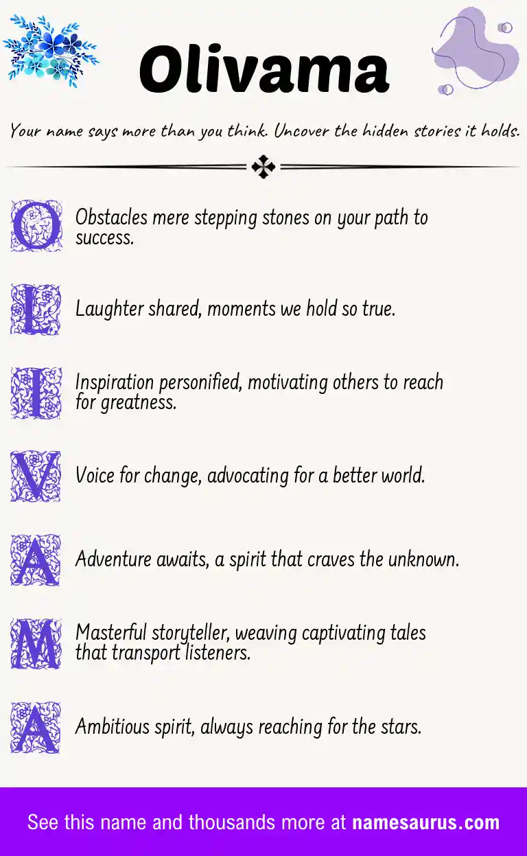 Acrostic poem about Olivama.