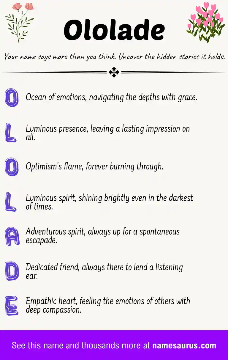 Acrostic poem about Ololade.