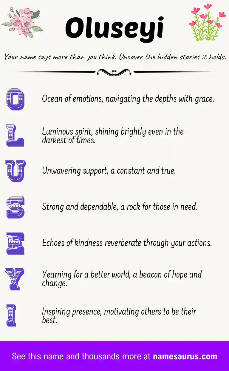 Acrostic poem about Oluseyi.