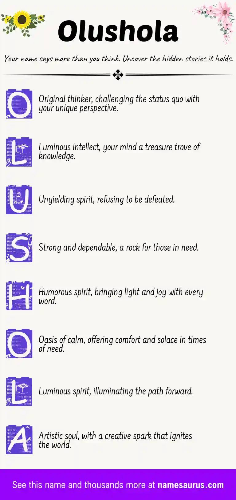 Acrostic poem about Olushola.
