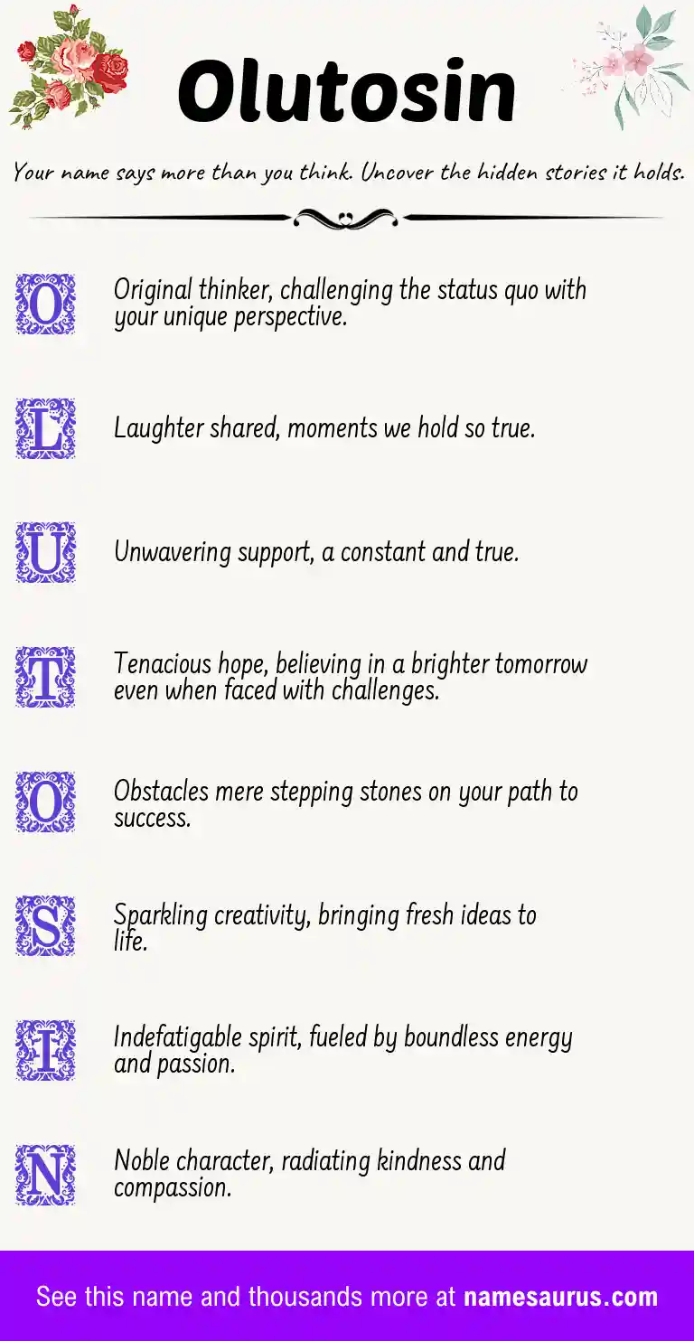 Acrostic poem about Olutosin.