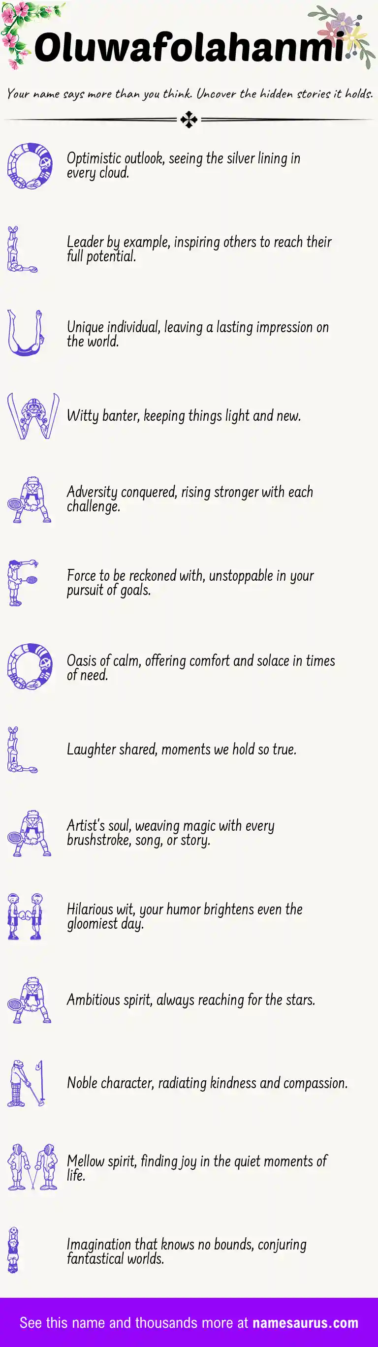 Acrostic poem about Oluwafolahanmi.