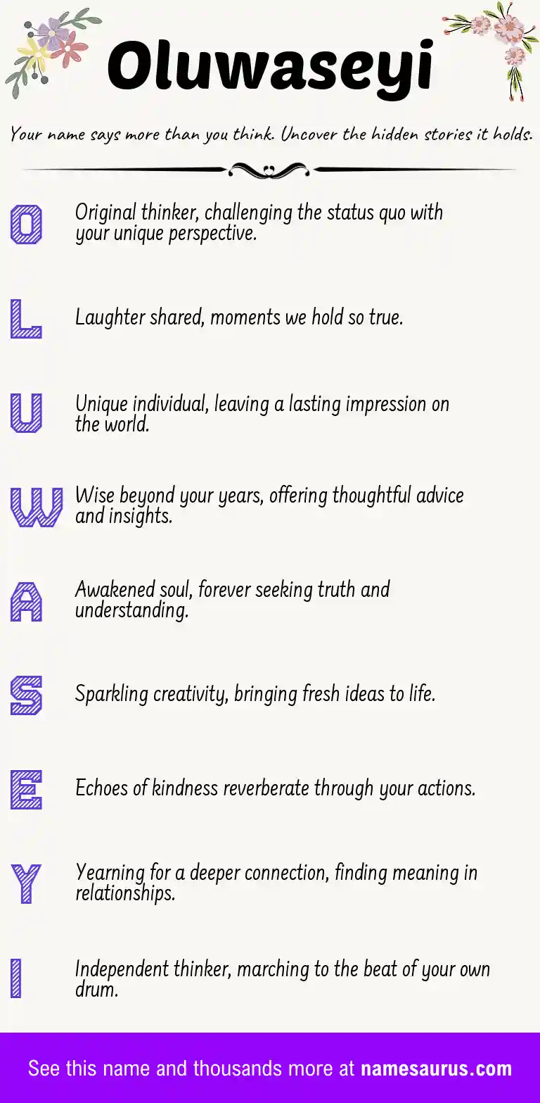 Acrostic poem about Oluwaseyi.