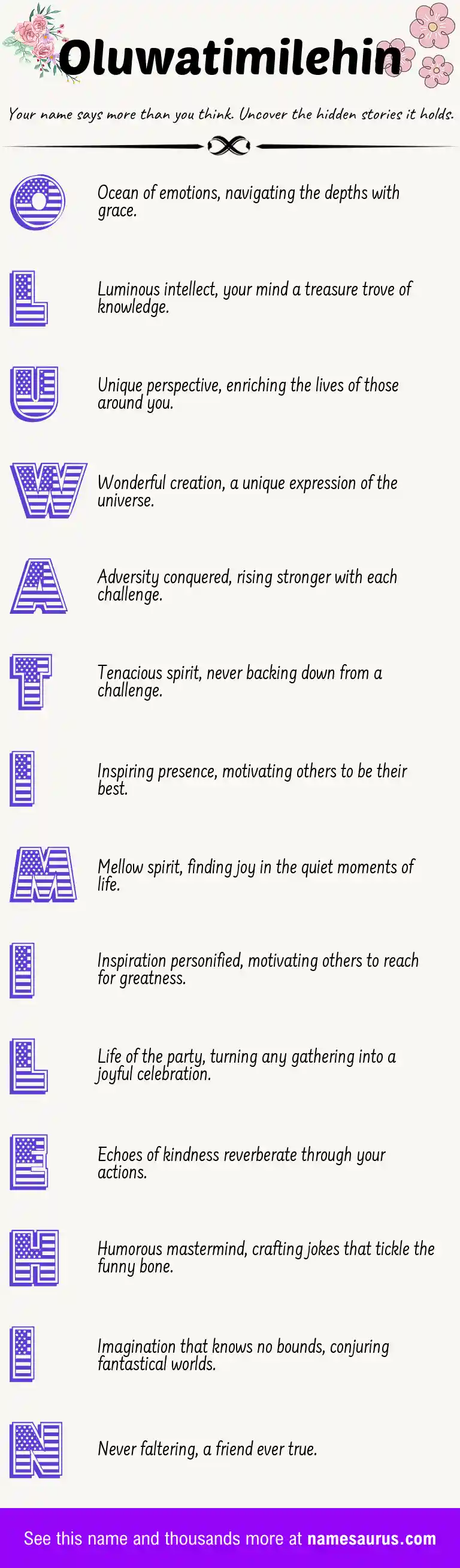Acrostic poem about Oluwatimilehin.