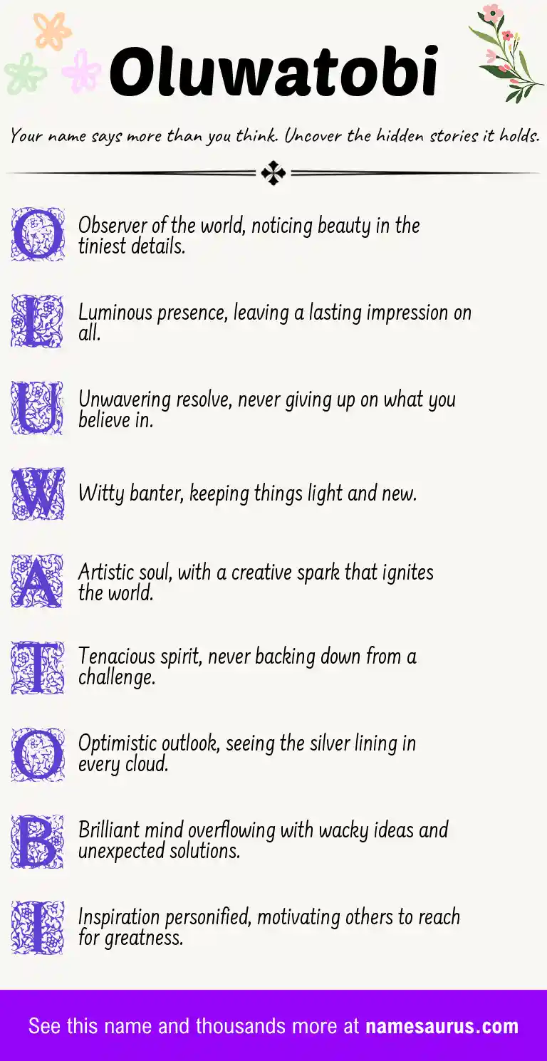 Acrostic poem about Oluwatobi.