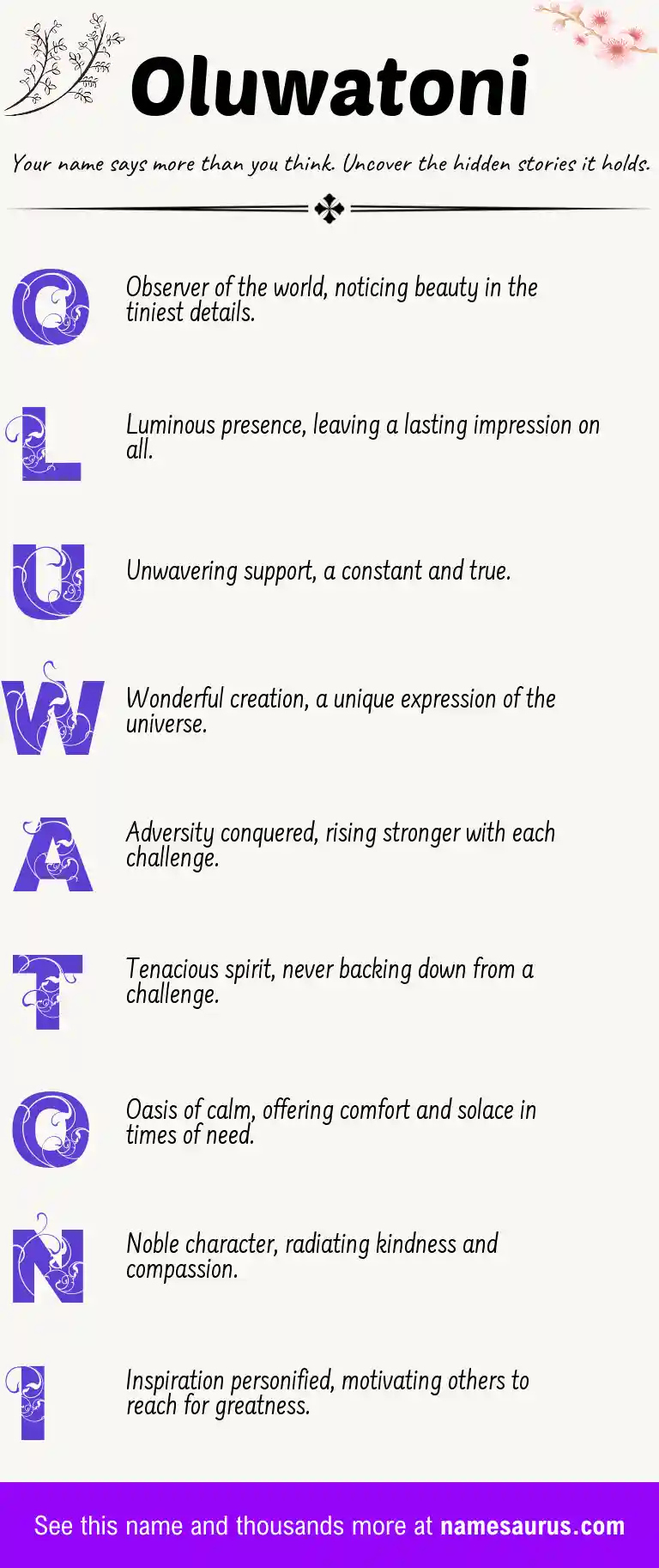 Acrostic poem about Oluwatoni.