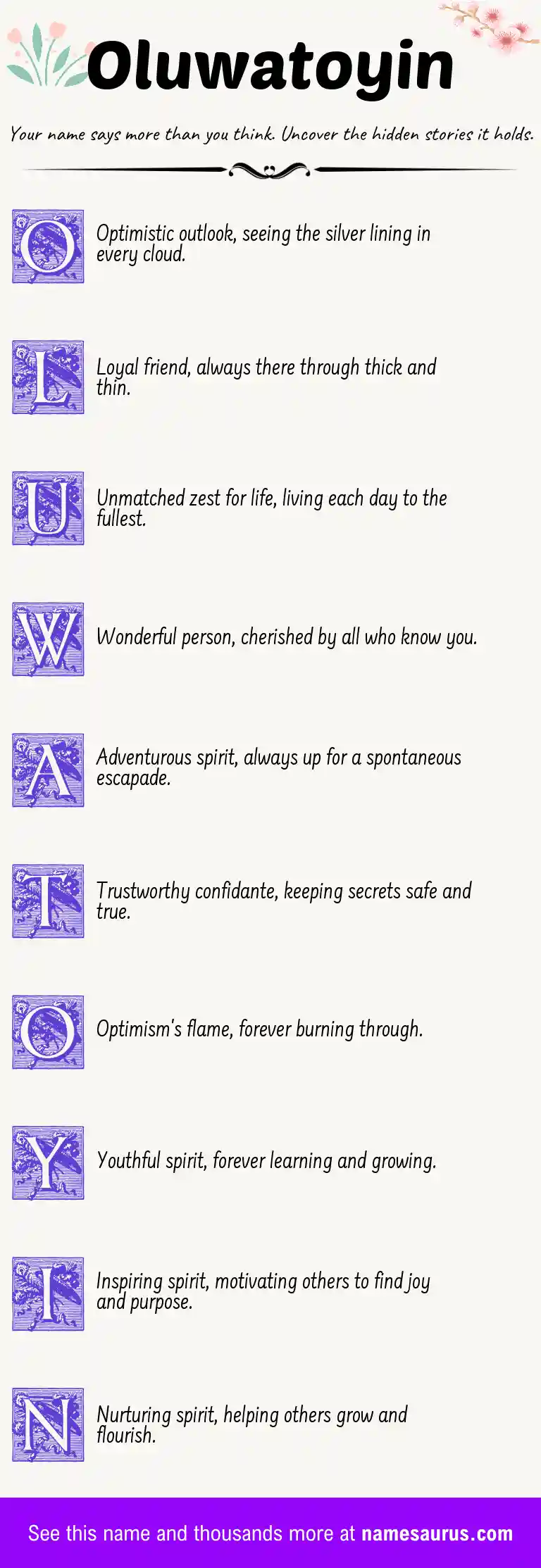 Acrostic poem about Oluwatoyin.