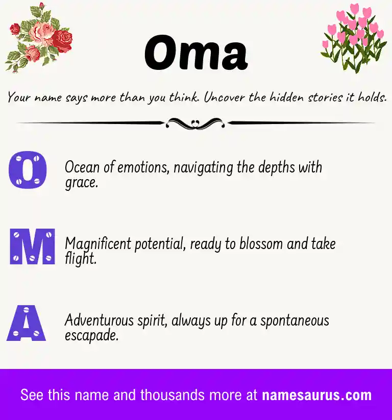 Acrostic poem about Oma.