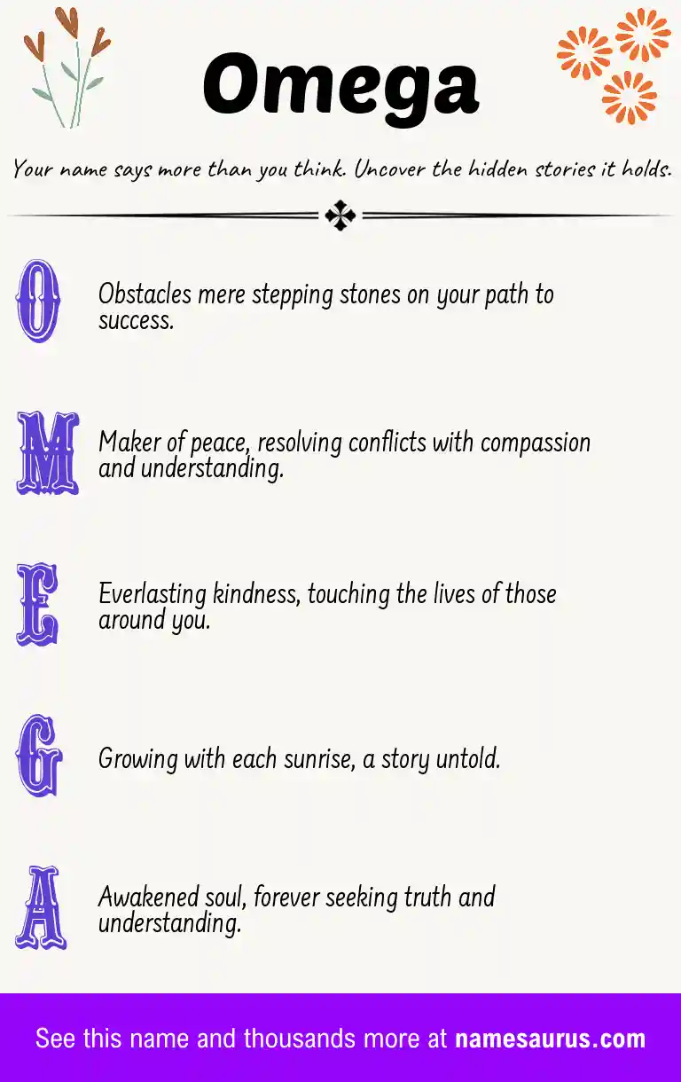 Acrostic poem about Omega.