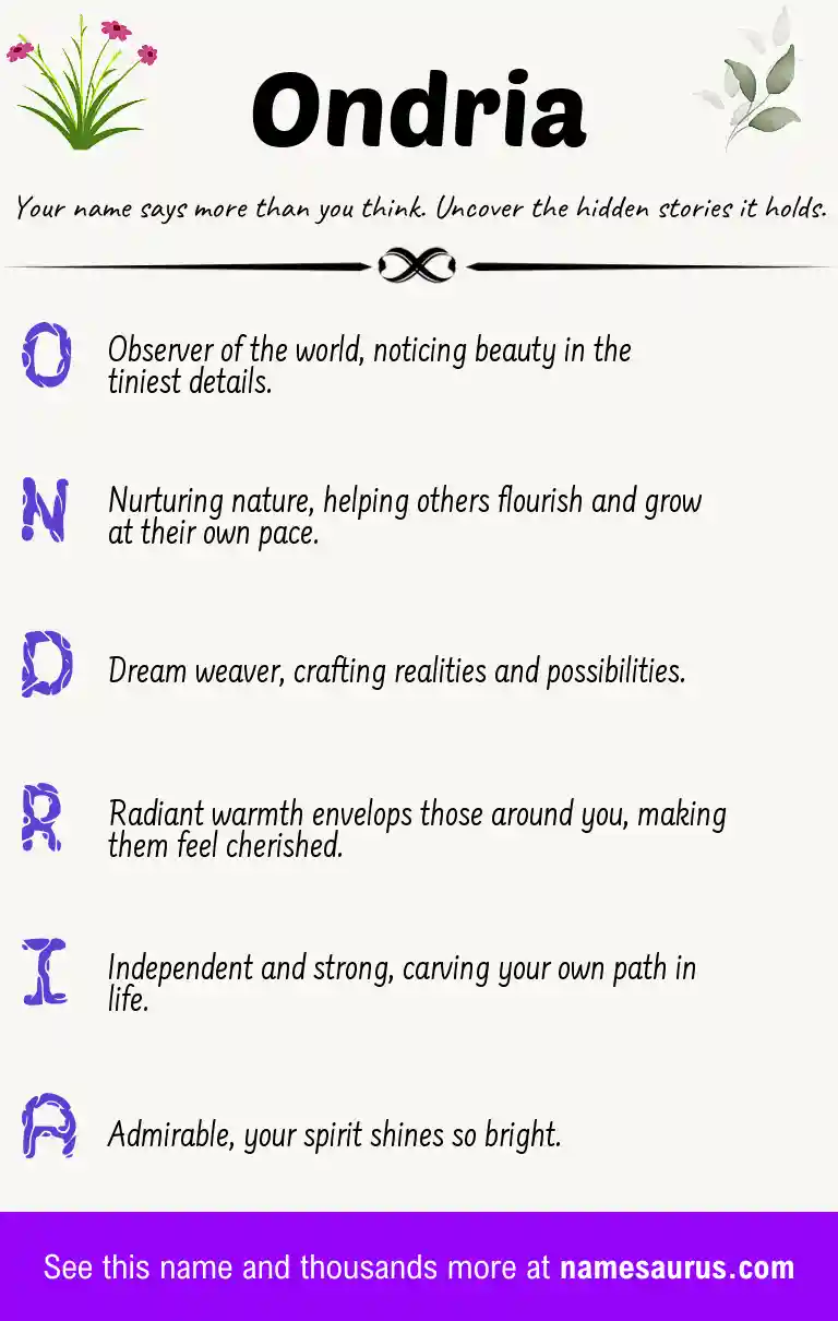 Acrostic poem about Ondria.