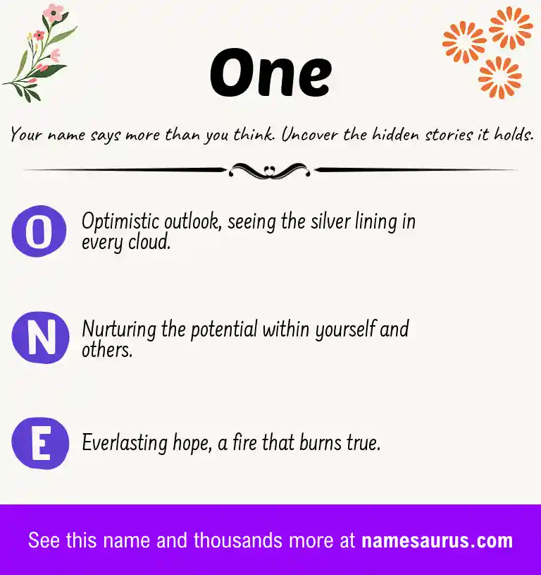 Acrostic poem about One.