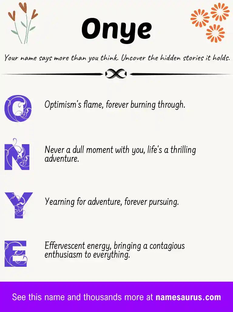 Acrostic poem about Onye.