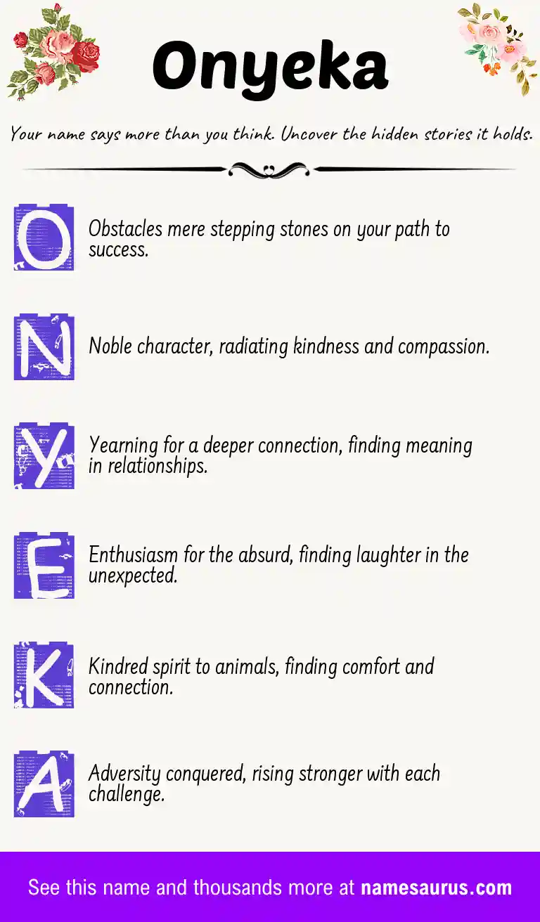Acrostic poem about Onyeka.