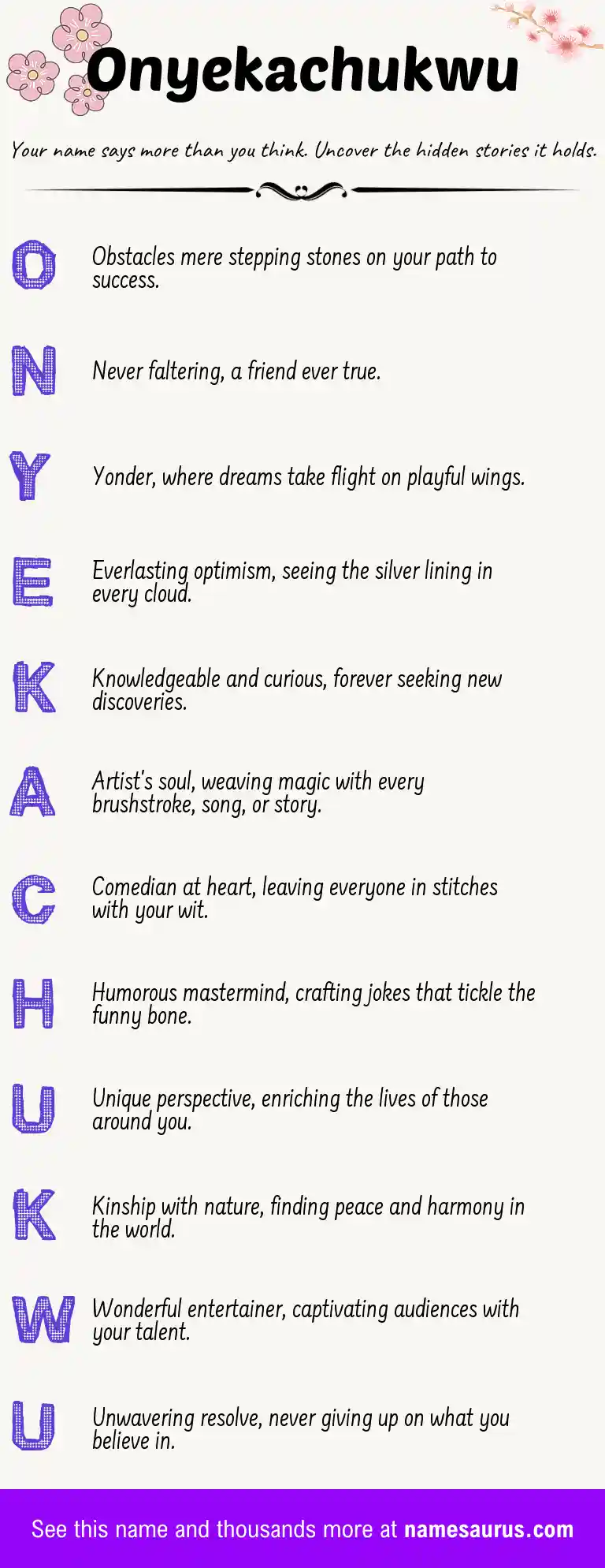 Acrostic poem about Onyekachukwu.