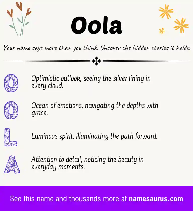 Acrostic poem about Oola.