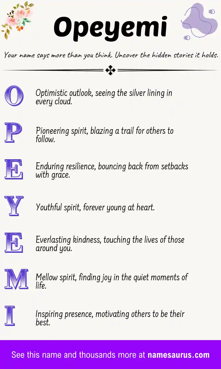 Acrostic poem about Opeyemi.