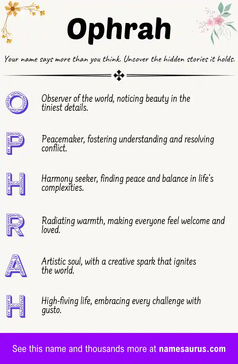 Acrostic poem about Ophrah.