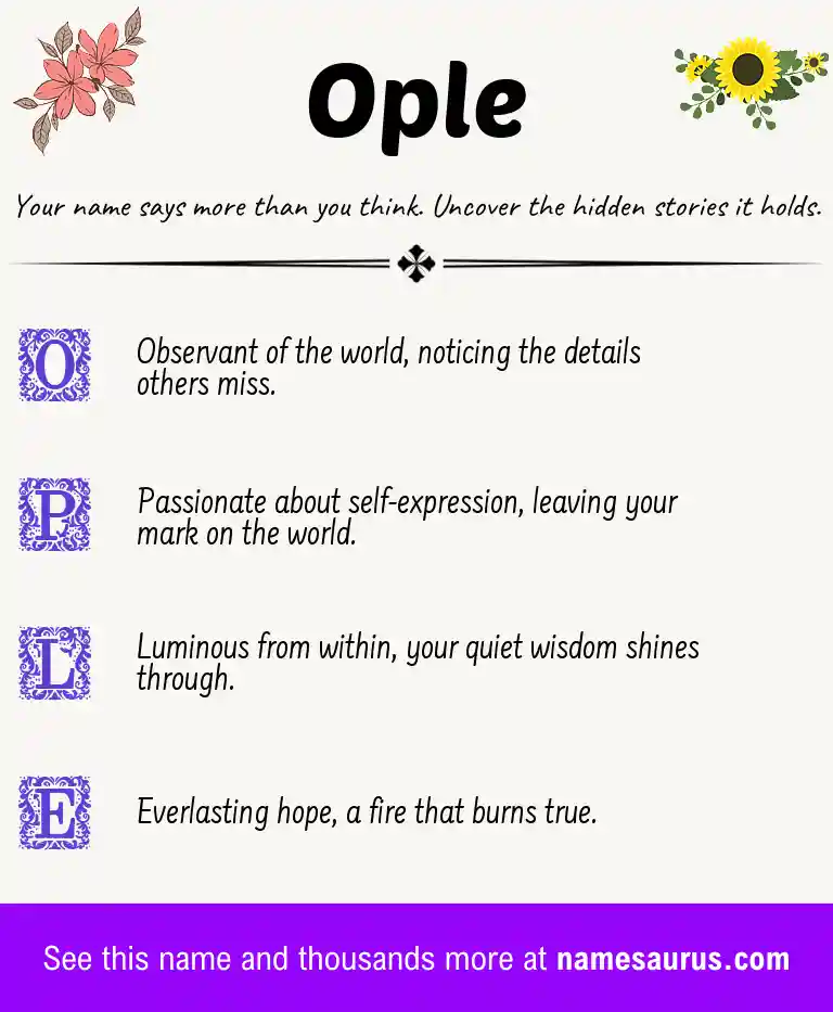 Acrostic poem about Ople.